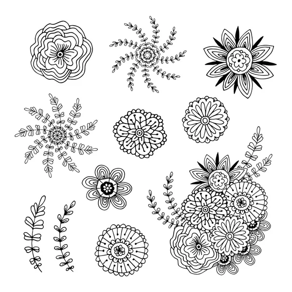 Collection de gribouillis fleurs vectorielles . — Image vectorielle
