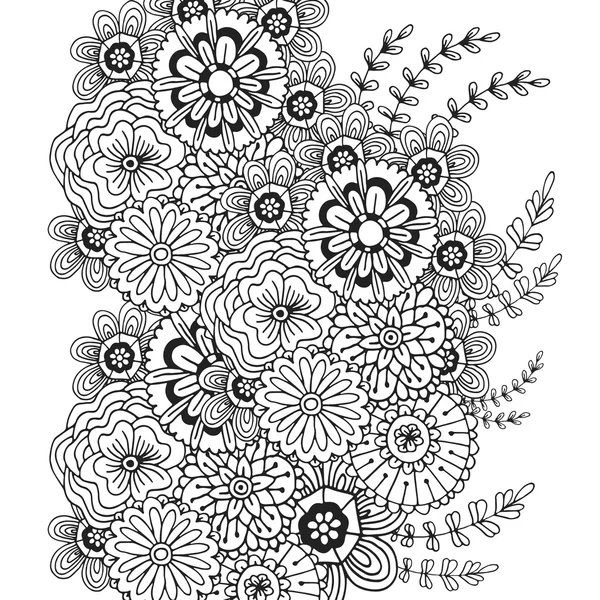 Vector pattern with doodle ornament of flowers. — Stock Vector