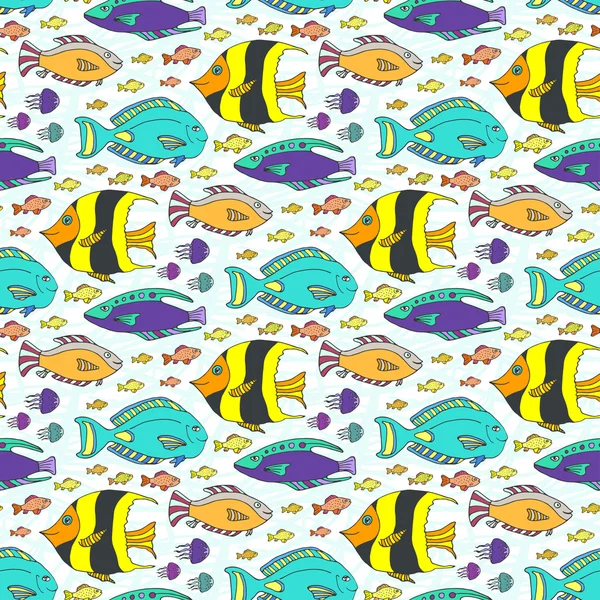 Vector doodle fishes pattern. — Stock Vector