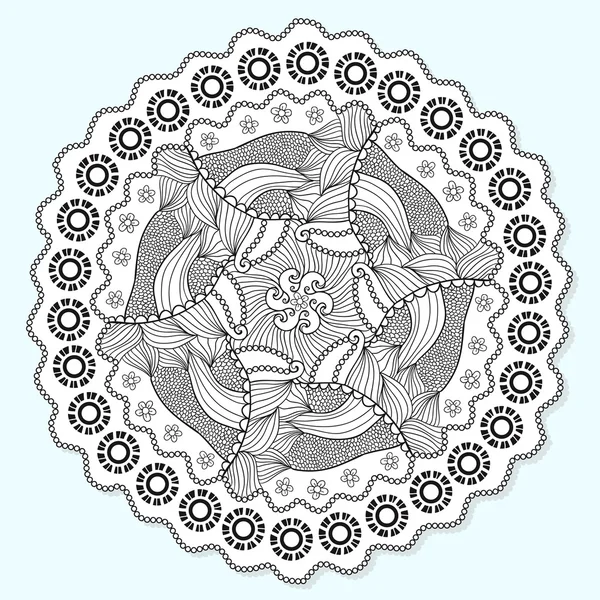 Mandala avec des fleurs ethniques — Image vectorielle