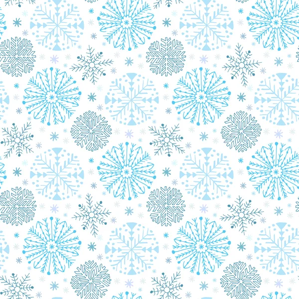 Copos de nieve patrón sin costuras. Decoración de fondo invierno. Navidad y Año Nuevo diseño de papel de embalaje de diseño . — Vector de stock