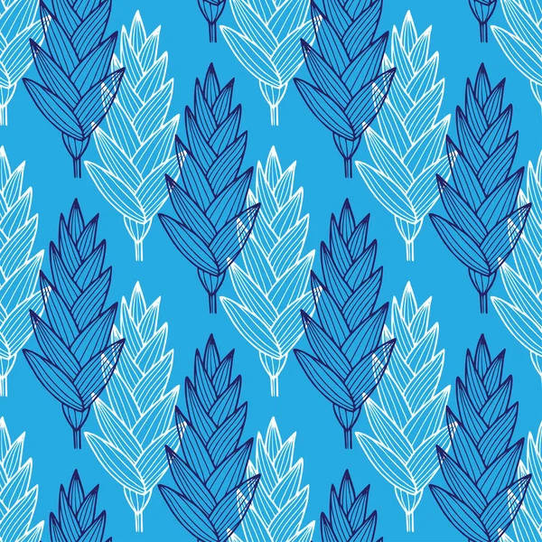 Floral Seamless Background Blue Pattern Design Tropical Nature Textile Pattern — Stock Vector