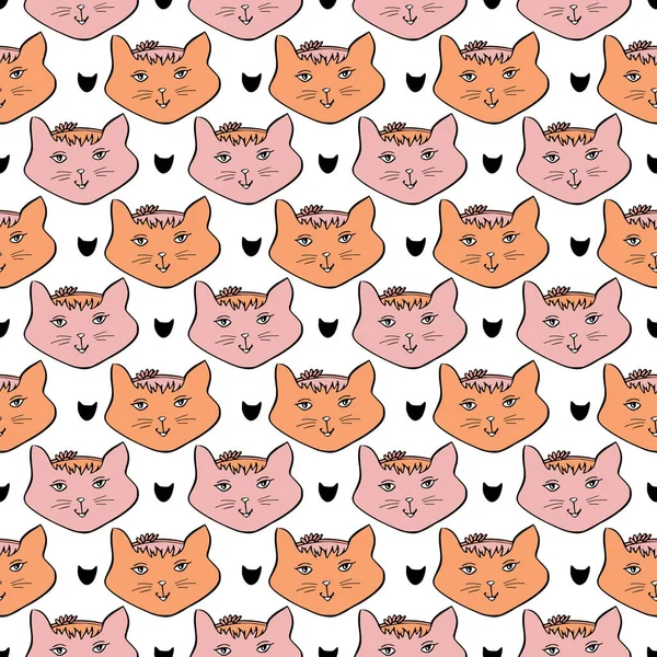 Cats Background Seamless Pattern Cute Cats Childish Textile Pattern Wrapping — Stock Vector