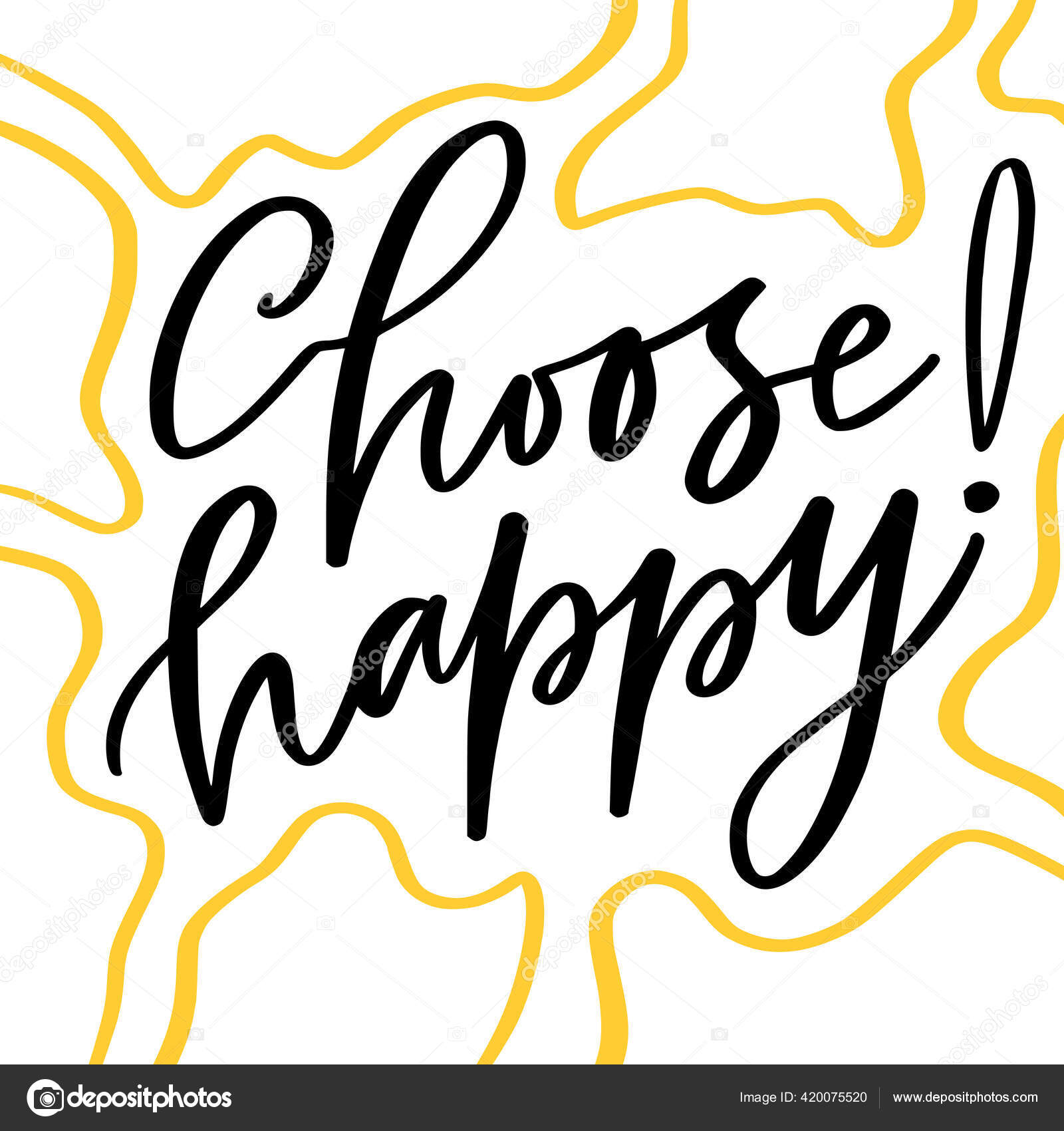 Hand Lettering Poster Choose Happy Motivational Phrase Creative Poster ...