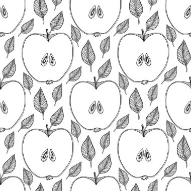 Çizilmiş elmalarla kusursuz desen. Yazdırılabilir elma duvar kağıdı deseni
