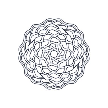 Mandala sanat tasarımı. Boyama kitabı sayfası. İç baskı için el çizimi mandala. Siyah beyaz illüstrasyon