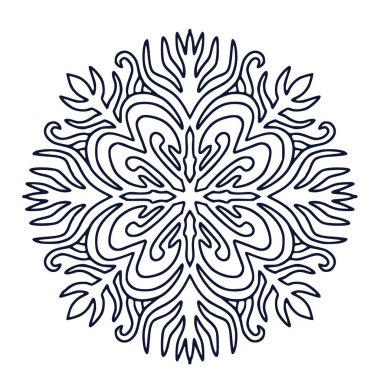 Mandala sanat tasarımı. Boyama kitabı sayfası. İç baskı için el çizimi mandala. Siyah beyaz illüstrasyon