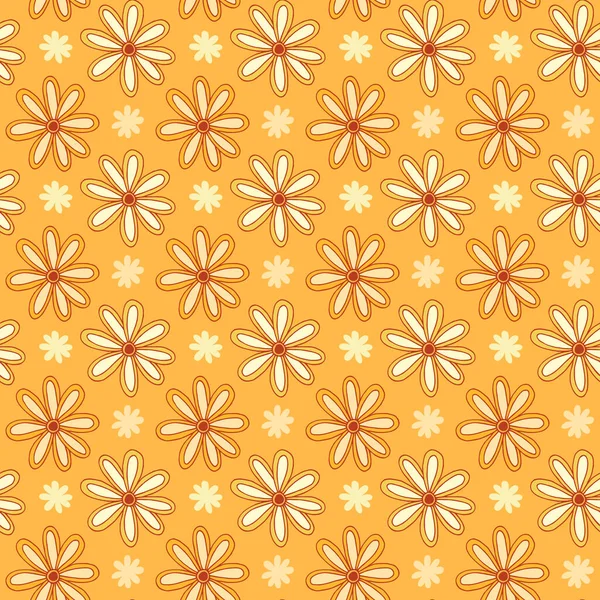 Motif Floral Sans Couture Dans Les Couleurs Jaune Orange Camomiles — Image vectorielle