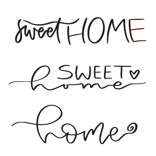 Sweet Home Hand Lettered Phrases Set — Stock Vector