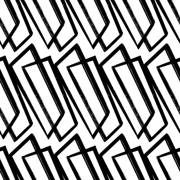 Geometrický Vzor Černobílým Grunge Ornamentem Minimální Ručně Kreslené Pozadí Pro — Stockový vektor