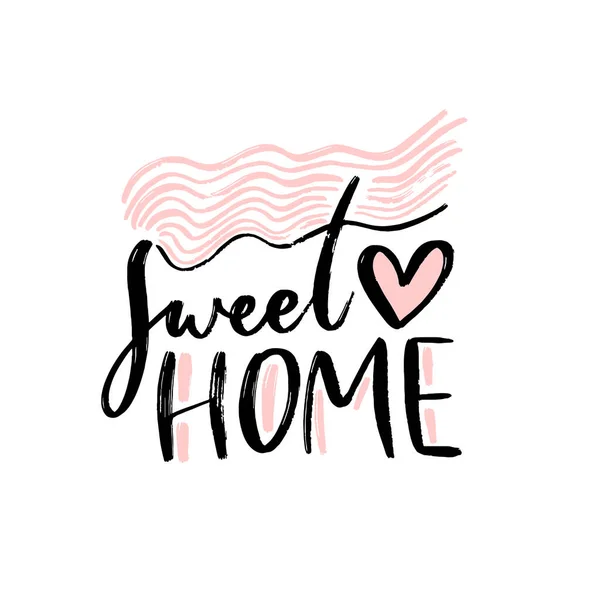 Sweet Home Hand Lettering Interior Poster Modern Calligraphy Design — Stock Vector