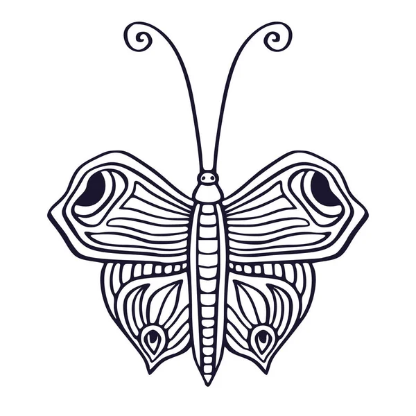 Illustrazione Scarabocchio Farfalla Shirt Stampabile Design Icona Poster Con Logo — Vettoriale Stock