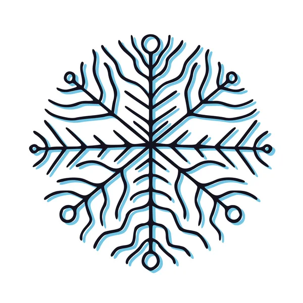 Handgezeichnetes Schneeflocken Symbol Aufkleberdesign Weihnachtsdekoration — Stockvektor