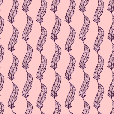 Hassas ketenler için tüysüz desen. Moda tekstil tasarımı. Paketlenmiş kağıt baskısı. Minimalist duvar kağıdı arkaplan dokusu pembe renkte