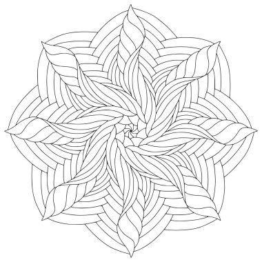 Süslü doğrusal Mandala. Dövme sanat tasarımı. Dijital süs deseni. Boyama kitabı sayfası. İç mandala izi
