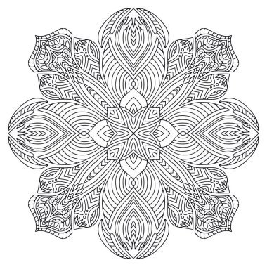 Bohem Mandala. Dövme sanat tasarımı. Dijital süs deseni. Boyama kitabı sayfası. İç mandala izi