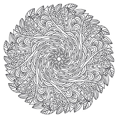 Süslü bohem Mandala. Dövme sanat tasarımı. Detaylı süs deseni. Boyama kitabı sayfası. İç mandala izi