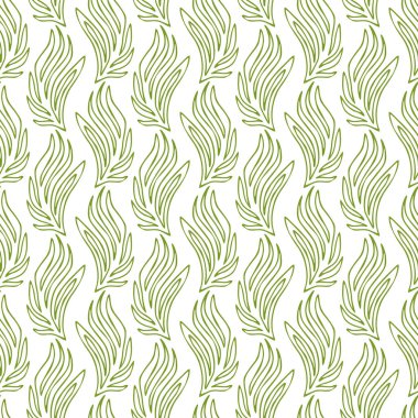 Tertemiz bir desen bırakıyor. Mevsimlik tekstil tasarımı. Yeşil yapraklı doğal desen.