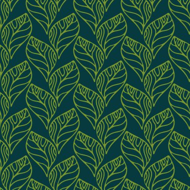 Tertemiz bir desen bırakıyor. Mevsimlik tekstil tasarımı. Yeşil yapraklı doğal desen.