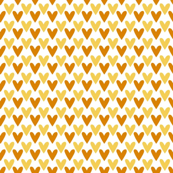 黄色とオレンジの色で蜂蜜の心を持つパターン ファブリックデザインの背景 子供のためのパターン Print — ストックベクタ