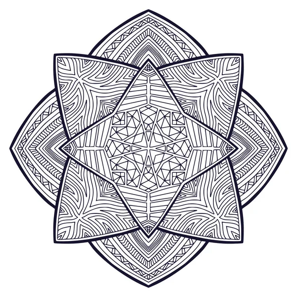 Süslü Bohem Mandala Dövme Sanat Tasarımı Detaylı Süs Deseni Boyama — Stok Vektör