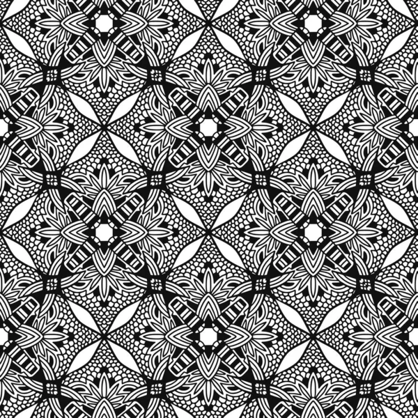 Indian Pattern Design Unique Ornament Background Textile Black White Ornamental — Stock Vector