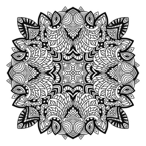 Mandala Para Colorear Página Del Libro Diseño Alfombras — Vector de stock