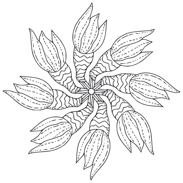 Mandala Unique Design Art Tatouage Modèle Ornement Numérique Page Livre — Image vectorielle