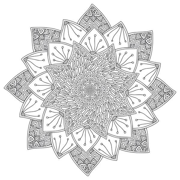 Mandala Ornamental Detalhado Desenho Arte Tatuagem Padrão Ornamento Digital Colorir —  Vetores de Stock