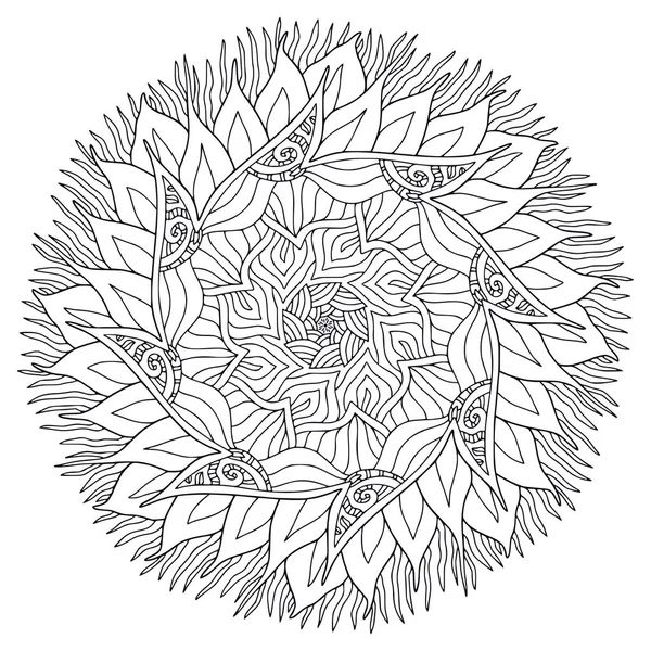 Mandala Ornemental Design Art Tatouage Modèle Ornement Ethnique Page Livre — Image vectorielle