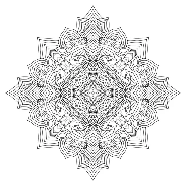 Ornamental Bohemian Mandala Detailed Ornament Pattern Colouring Book Page — Stock Vector