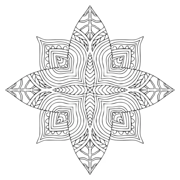 Mandala Boémio Ornamental Padrão Ornamento Detalhado Livro Colorir Página — Vetor de Stock