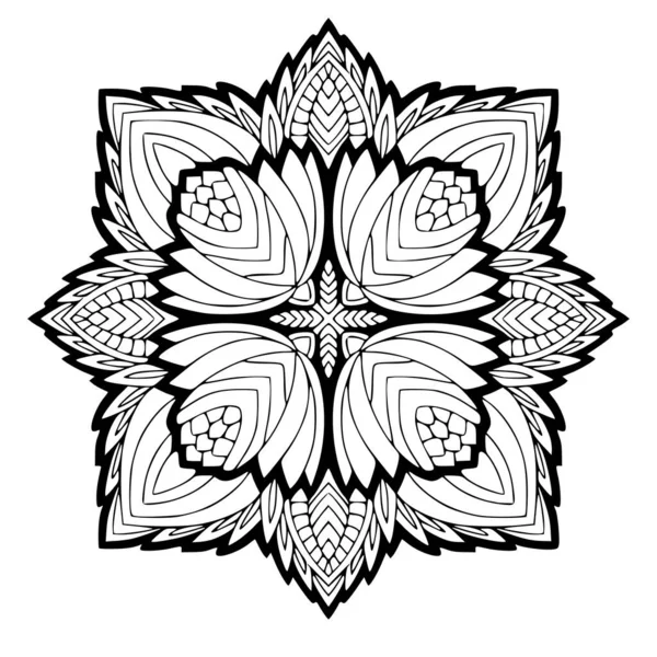 Декоративная Богемная Мандала Детальный Рисунок Орнамента Страница Раскраской — стоковый вектор