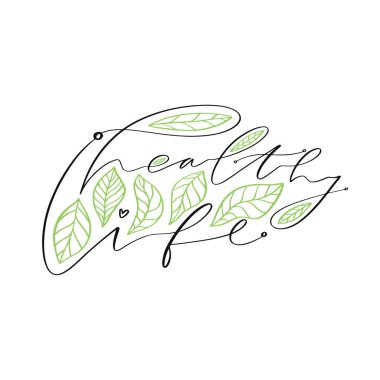 Sağlıklı bir hayat. Poster için el çizimi harfler. Motivasyonel modern hat sanatı