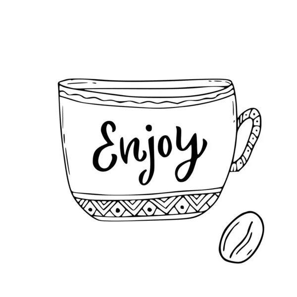 Doodle Taza Café Lindo Icono — Archivo Imágenes Vectoriales