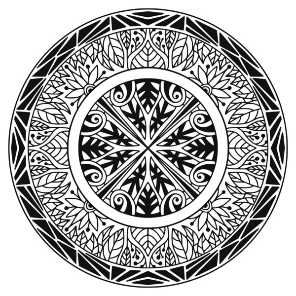 Luxe Mandala Afgerond Ornament Voor Tapijt Ontwerp — Stockvector