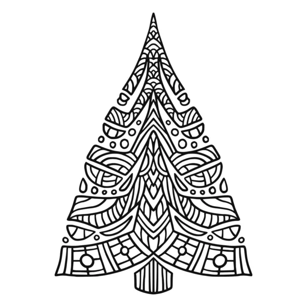 Рождественская Ёлка Новогоднее Этническое Убранство Дизайн Поздравительных Открыток Елкой — стоковый вектор