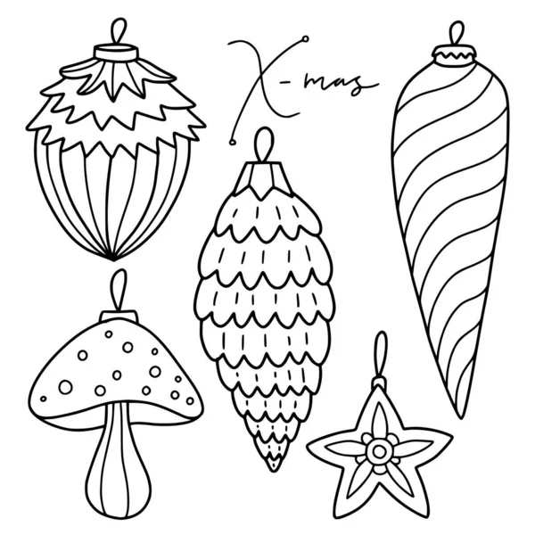 Décorations Noël Aperçu Collection Doodle — Image vectorielle
