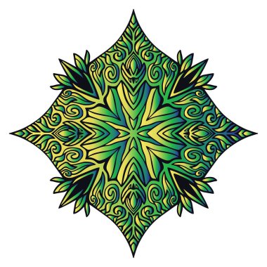 Yeşil renkli lüks Mandala. Eşsiz ambalaj ya da t-shirt baskı tasarımı