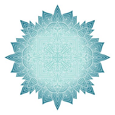 Mavi renkli kar tanesi Mandala. Eşsiz ambalaj ya da t-shirt baskı tasarımı