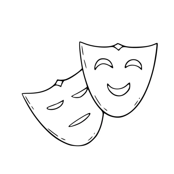 Theatrical Mask Happy Sad Face — Stock Vector