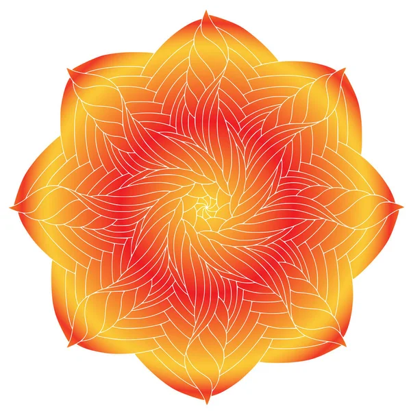 Flor Mandala Ensolarado Cores Vermelhas Amarelas —  Vetores de Stock