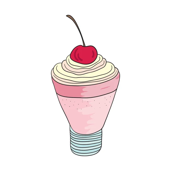 Süßes Dessert Mit Leckeren Kirschen Pana Cotta Illustration — Stockvektor