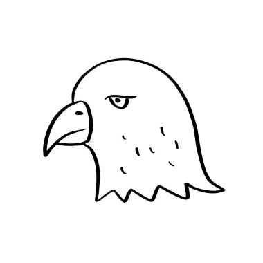Kuş kafası çizilmiş. Çizgi baskı tasarımı. Falcon kuş logosu veya dövme sanatı