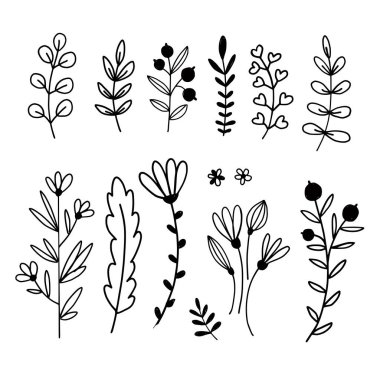 El yapımı yapraklar ve çiçek koleksiyonu. Çiçek süslemesi