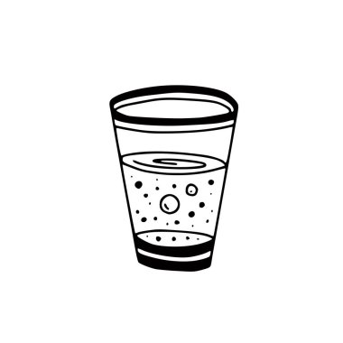 Su Kadehi ikonu. El çizimi illüstrasyon