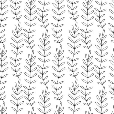 Büyüme dalları deseni. Basit yapraklarla el çizimi rustik arkaplan