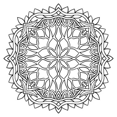 Elle çizilmiş vektör süslemesinde süslü Mandala. Boyama kitabı sayfası. Filigran mandala tasarımı
