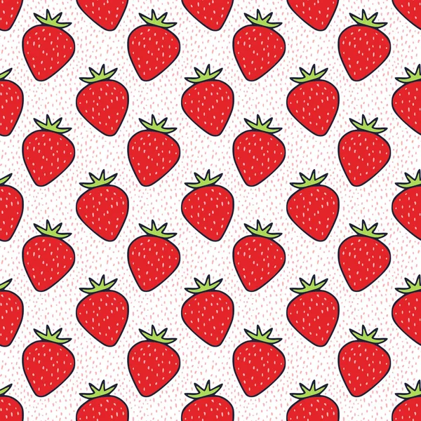 Padrão sem costura de morangos. Fundo de fruta. Design de papel digital vetorial. — Vetor de Stock