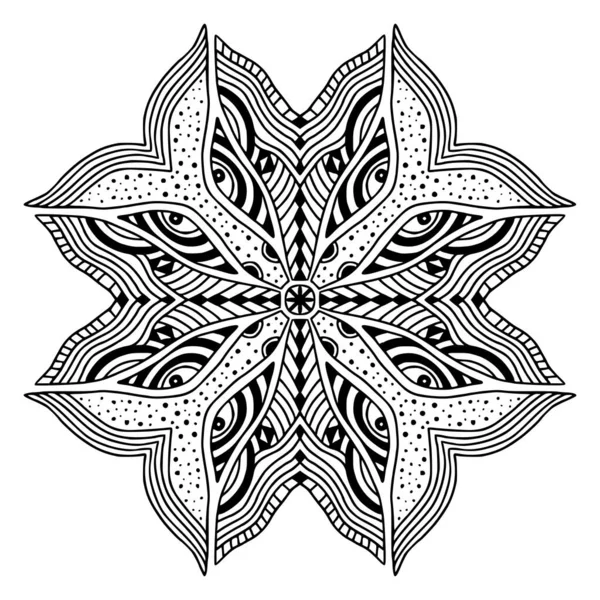 Mandala Ornamental Ornamento Vetorial Desenhado Mão Desenho Livro Para Colorir — Vetor de Stock